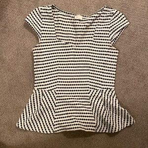White and black Anthropologie peplum top